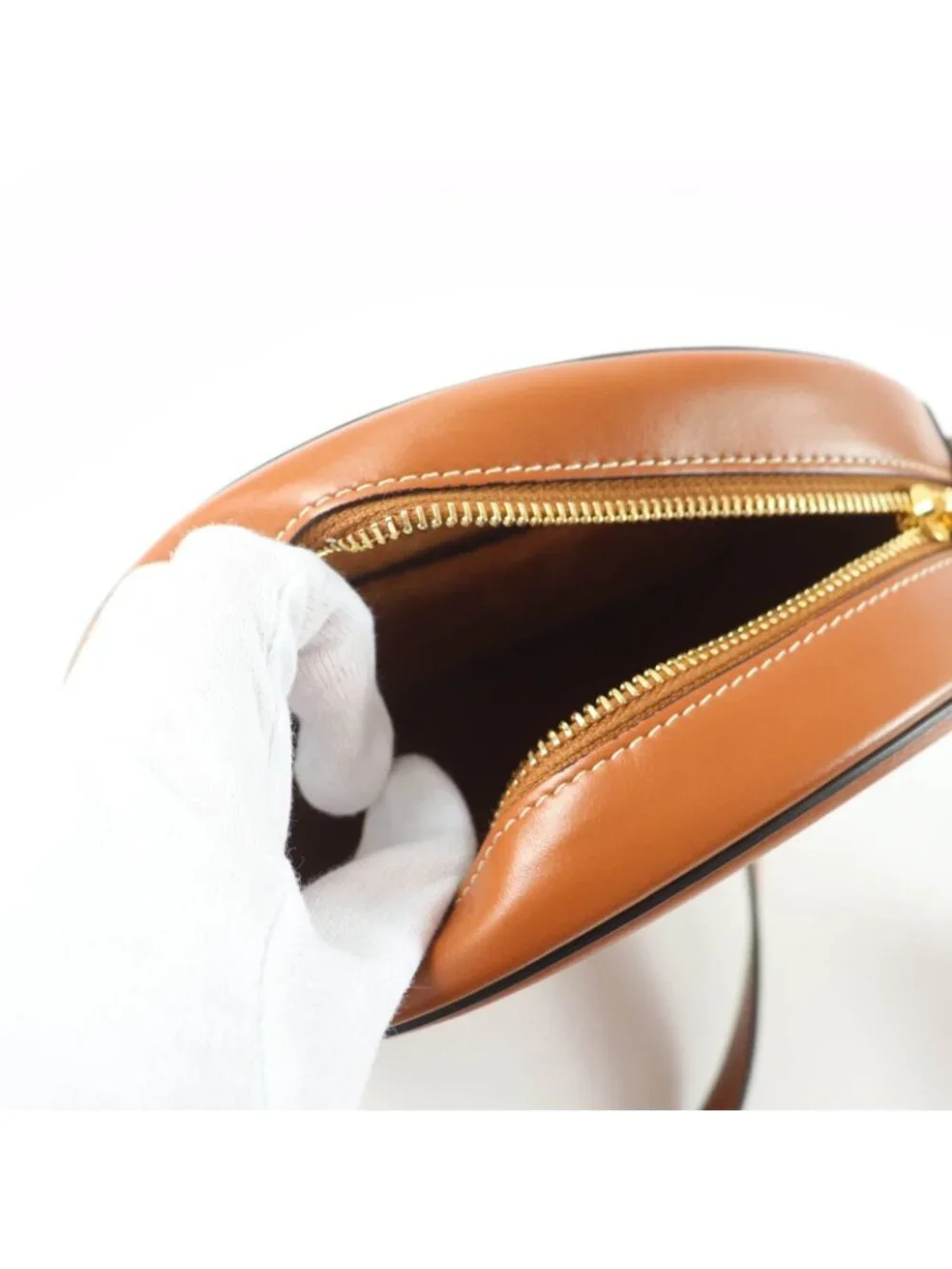 Celine Cuir Triomphe Oval Pass Leather Shoulder Bag Tan - Picture 7 of 12